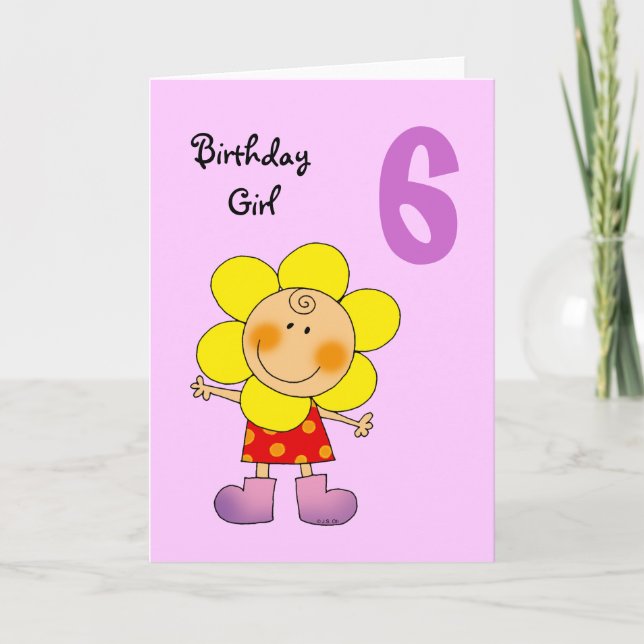 6 year old birthday girl card (Front)