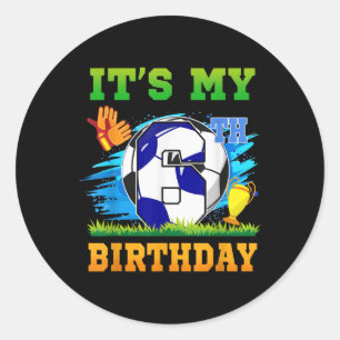 6 Year Old Boy Its My 6th Birthday Soccer Theme Classic Round Sticker