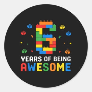 6 Year Old Building Blocks 6th Birthday Boy Classic Round Sticker