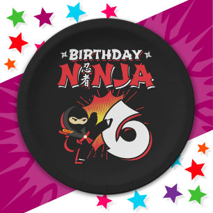 6 Year Old Comic Book Style Ninja 6th Birthday Paper Plate