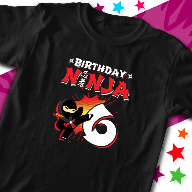6 Year Old Comic Book Style Ninja 6th Birthday T-Shirt (Creator Uploaded)