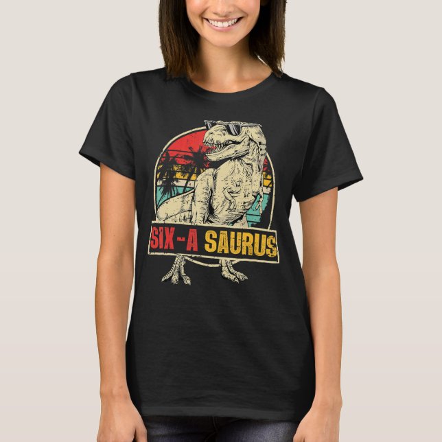 6 Year Old Dinosaur Birthday 6th Rex Dino Six Saur T-Shirt (Front)