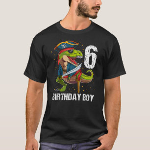 6 Year Old Dinosaur Pirate Hat 6th Birthday Boy T-Shirt