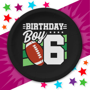 6 Year Old Football Party Theme 6th Birthday Boy Paper Plate
