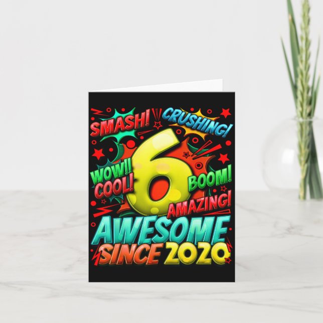 6 Year Old For Boys 6th Birthday Boy 6 Year Old Bo Card (Front)