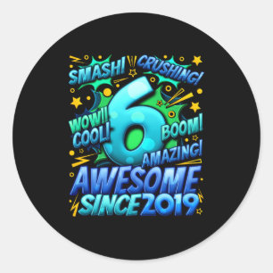 6 Year Old For Boys 6th Birthday Boy 6 Year Old Bo Classic Round Sticker
