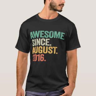 6 Year Old Gift 6th Birthday Boy Awesome Since Aug T-Shirt