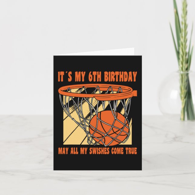6 Year Old Happy 6th Birthday Basketball 6th Birth Card (Front)