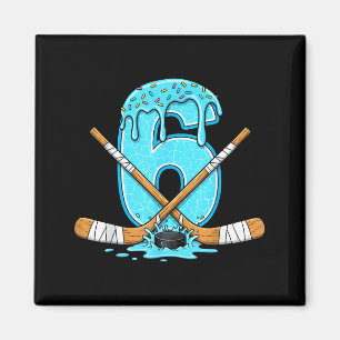6 Year Old Hockey Ice Cream Drip Youth 6th Birthda Magnet