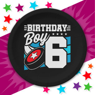 6 Year Old Hockey Party Theme 6th Birthday Boy Paper Plate
