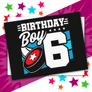 6 Year Old Hockey Party Theme 6th Birthday Boy Postcard