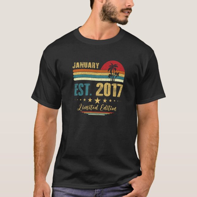 6 Year Old January 2017  6th Birthday T-Shirt (Front)