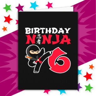 6 Year Old Karate Ninja Party Kids 6th Birthday Card