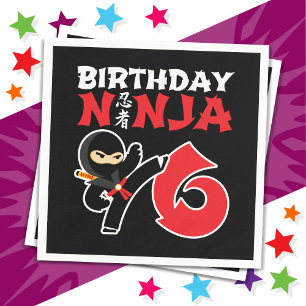 6 Year Old Karate Ninja Party Kids 6th Birthday Napkin
