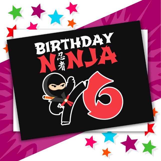 6 Year Old Karate Ninja Party Kids 6th Birthday Postcard (Creator Uploaded)