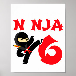 6 Year Old Karate Ninja Party Kids 6th Birthday T Poster
