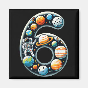 6 Year Old Outer Space Astronaut 6th Birthday Boy Magnet