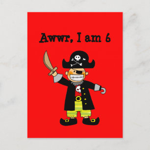 6 year old pirate boy postcard