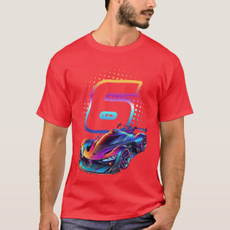 6 Year Old Race 6th Birthday Futuristic Racing Rac T-Shirt