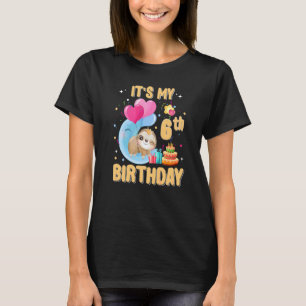 6 Year Old Sloth 6th Birthday Girl Party Cute Slot T-Shirt