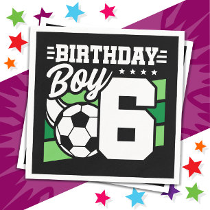 6 Year Old Soccer Football Party 6th Birthday Boy Napkin