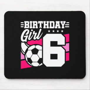 6 Year Old Soccer Football Party 6th Birthday Girl Mouse Pad