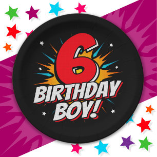 6 Year Old Superhero Birthday Boy 6th Birthday Paper Plate