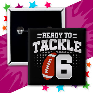 6 Year Old Tackle Football Party Kids 6th Birthday 15 Cm Square Badge