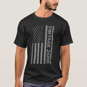 6 Year Old Vintage 2016 American Flag 6th Birthda T-Shirt