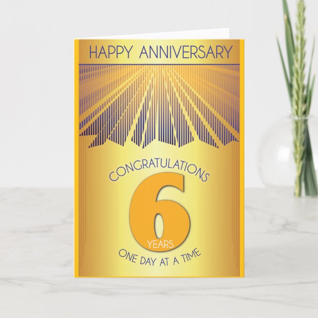 6 Year Sober Anniversary | Golden Ray 12 Step  Card (Front)