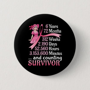 6 Years 72 Months And Counting Breast Cancer Survi Cm Round Badge