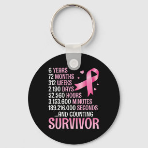 6 Years 72 Months Fighting Breast Cancer Counting Key Ring