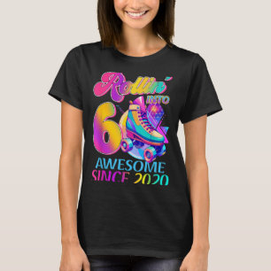 6 Years Awesome Since 2020 Hockey Theme Birthday 1 T-Shirt