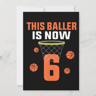 6 Years Old 6th Birthday Basketball Gift For Boys  Invitation