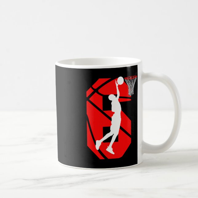 6 years Old 6th Birthday Boy Basketball lovers  Coffee Mug (Right)