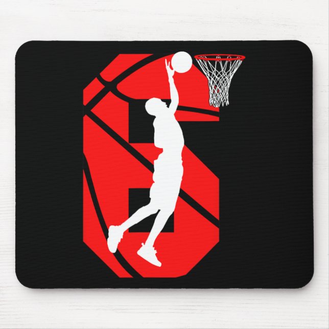 6 years Old 6th Birthday Boy Basketball lovers  Mouse Pad (Front)