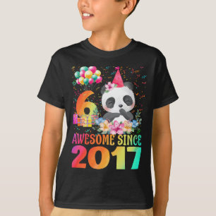 6 Years Old 6th Birthday Panda Unicorn Girl Party  T-Shirt