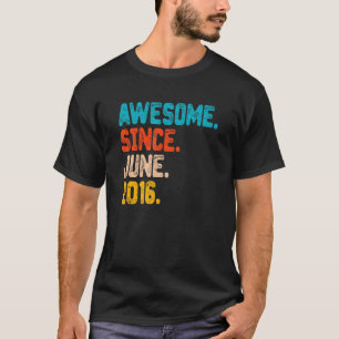 6 Years Old Awesome Since June 2016 6th Birthday V T-Shirt