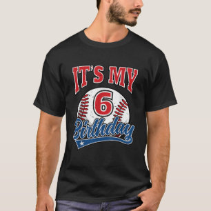 6 Years Old Baseball Player 6th Birthday Party Boy T-Shirt