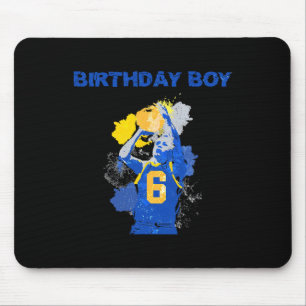 6 Years Old Birthday Boy Blue And Yellow Basketbal Mouse Pad