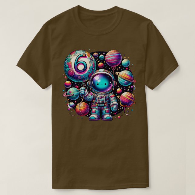 6 Years Old Birthday Boy Gifts Astronaut 6th Birth T-Shirt (Design Front)