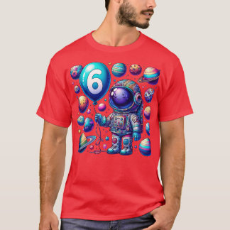 6 Years Old Birthday Boy Gifts Astronaut 6th Birth T-Shirt
