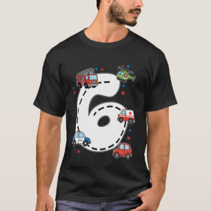 6 Years Old Birthday Kid Ambulance Fire Truck Poli T-Shirt