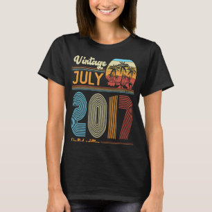 6 Years Old Birthday Vintage July 2017 Girls Boys T-Shirt