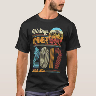 6 Years Old Birthday  Vintage November 2017 Girls  T-Shirt