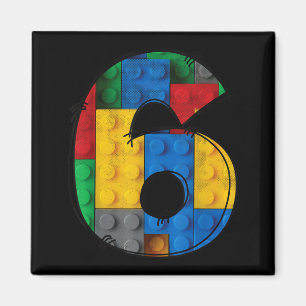 6 Years Old Blocks Building 6th Birthday Kid Magnet