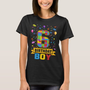 6 Years Old Building Blocks 6th Birthday Boy Maste T-Shirt