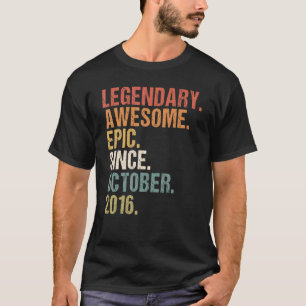 6 Years Old Funny Awesome Since October 2016 6th B T-Shirt