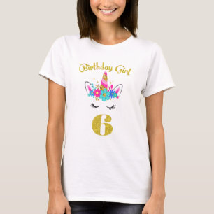 6 Years Old Gifts 6Th Birthday Girl Funny Unicorn T-Shirt