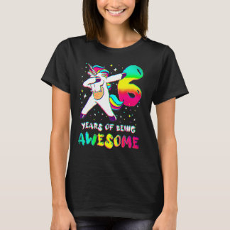 6 Years Old Girl Unicorn Dabbing 6th Birthday Clas T-Shirt